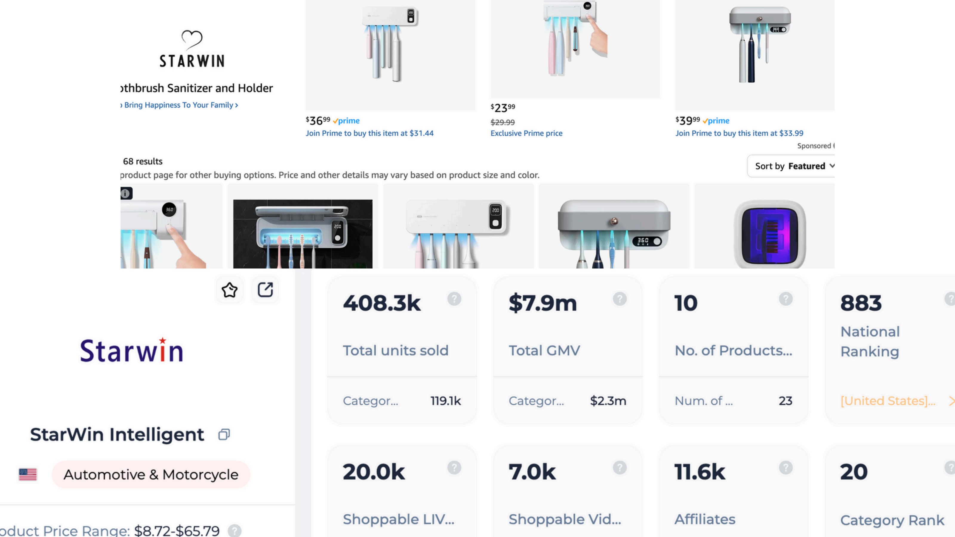 StarWin TikTok Shop case study — $7.9M GMV, 408K units sold, 11.6K affiliates, automotive accessories brand scaled with TheTikTokShopLaunch agency