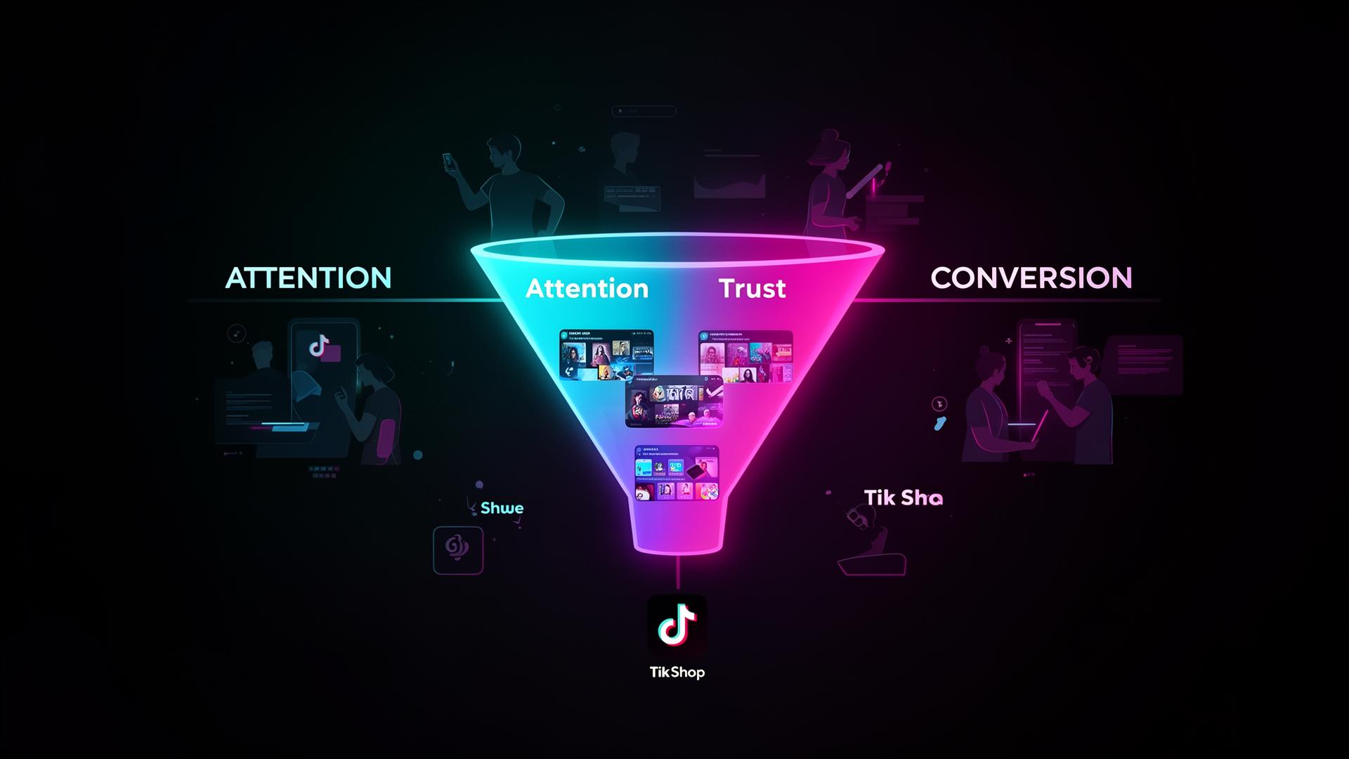 Best TikTok Shop launch agency diagnostic — why your TikTok Shop isn't getting sales, Attention Trust Conversion funnel